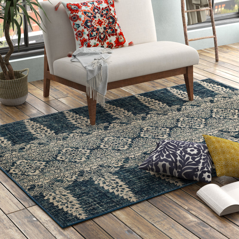 Mistana Elson Floral Royal/Ivory Area Rug & Reviews Wayfair